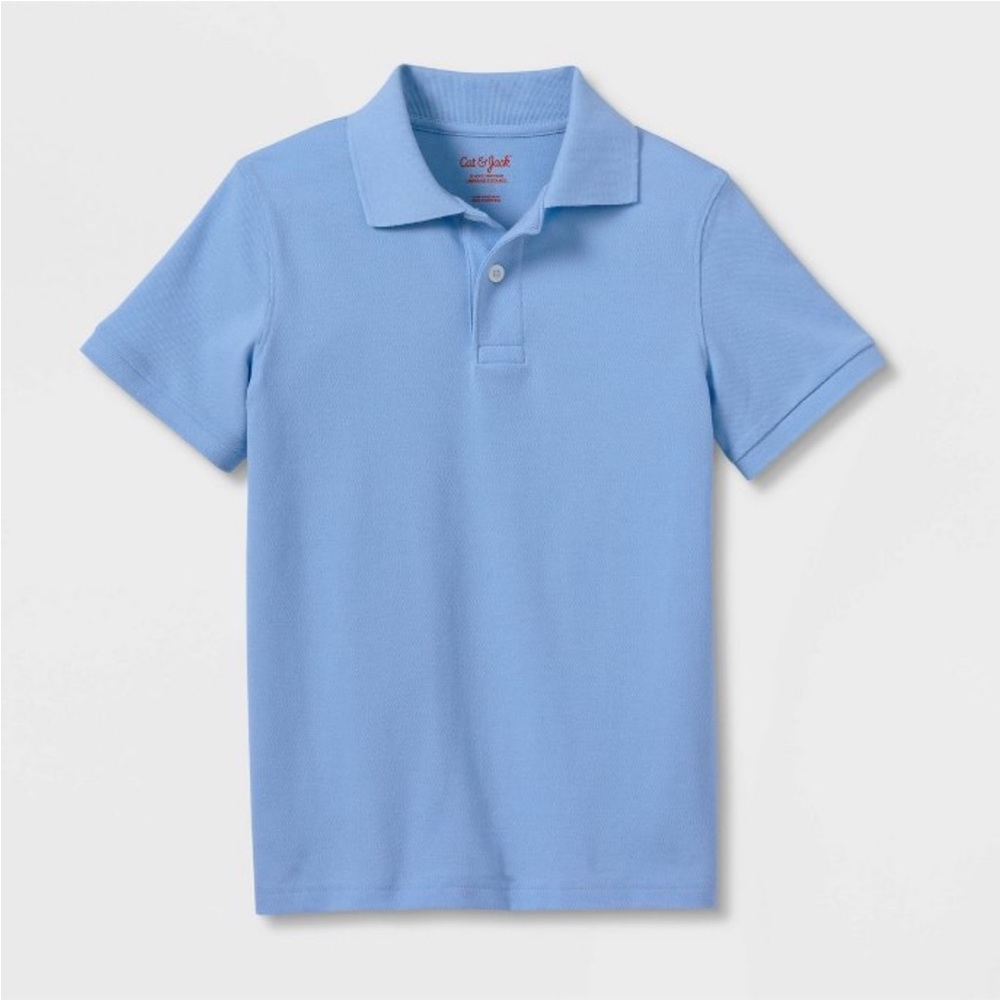 Boys Size XL Light Blue Cat & Jack Short Sleeve Pique Uniform Polo Shirt